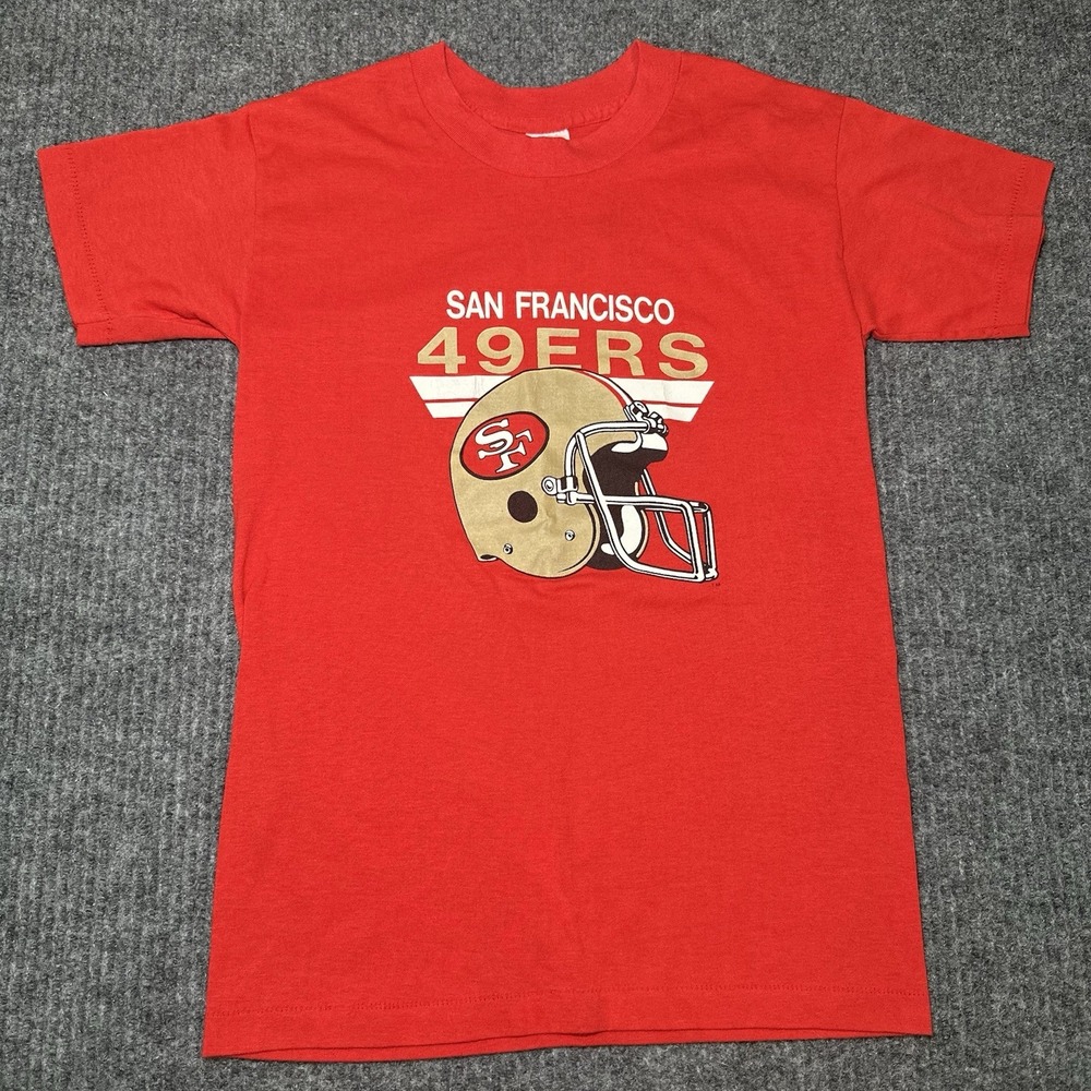 San Francisco 49ers Vintage Tee 80's Trench Football‎ Team Helmet Shirt Youth L